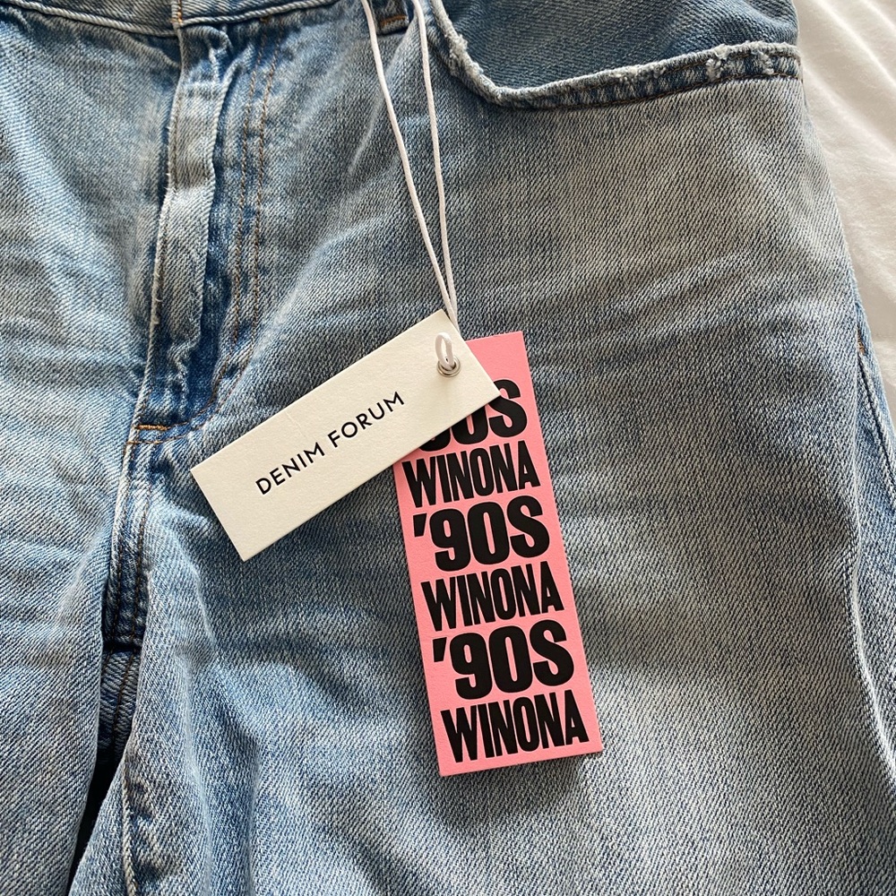 Denim Forum Light Blue Wide Leg Jeans - Picture 6 of 12